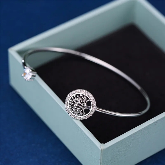Jewelry - New Zircon Stone Tree Of Life Silver Gold Bangle Bracelet